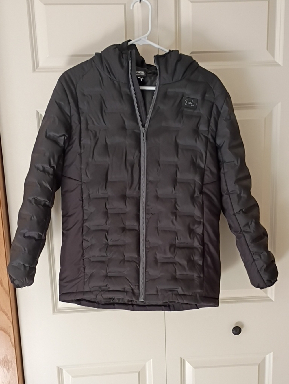 Under Armour Black Hooded Puffer Jacket with Logo Tag